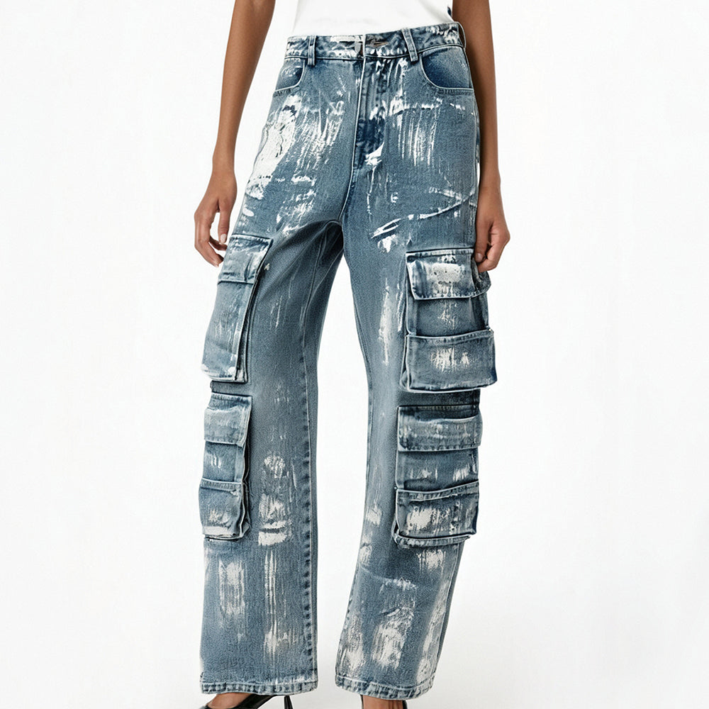 Harajuku Style Women's High Waist Wide Leg Denim Pants