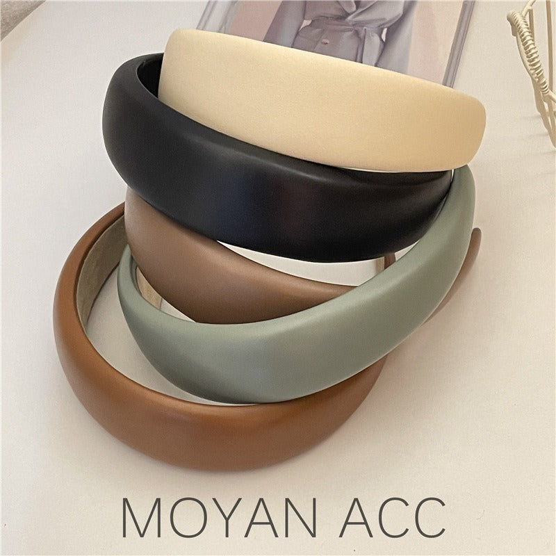 Elegant PU Leather Wide Edge Hair Band