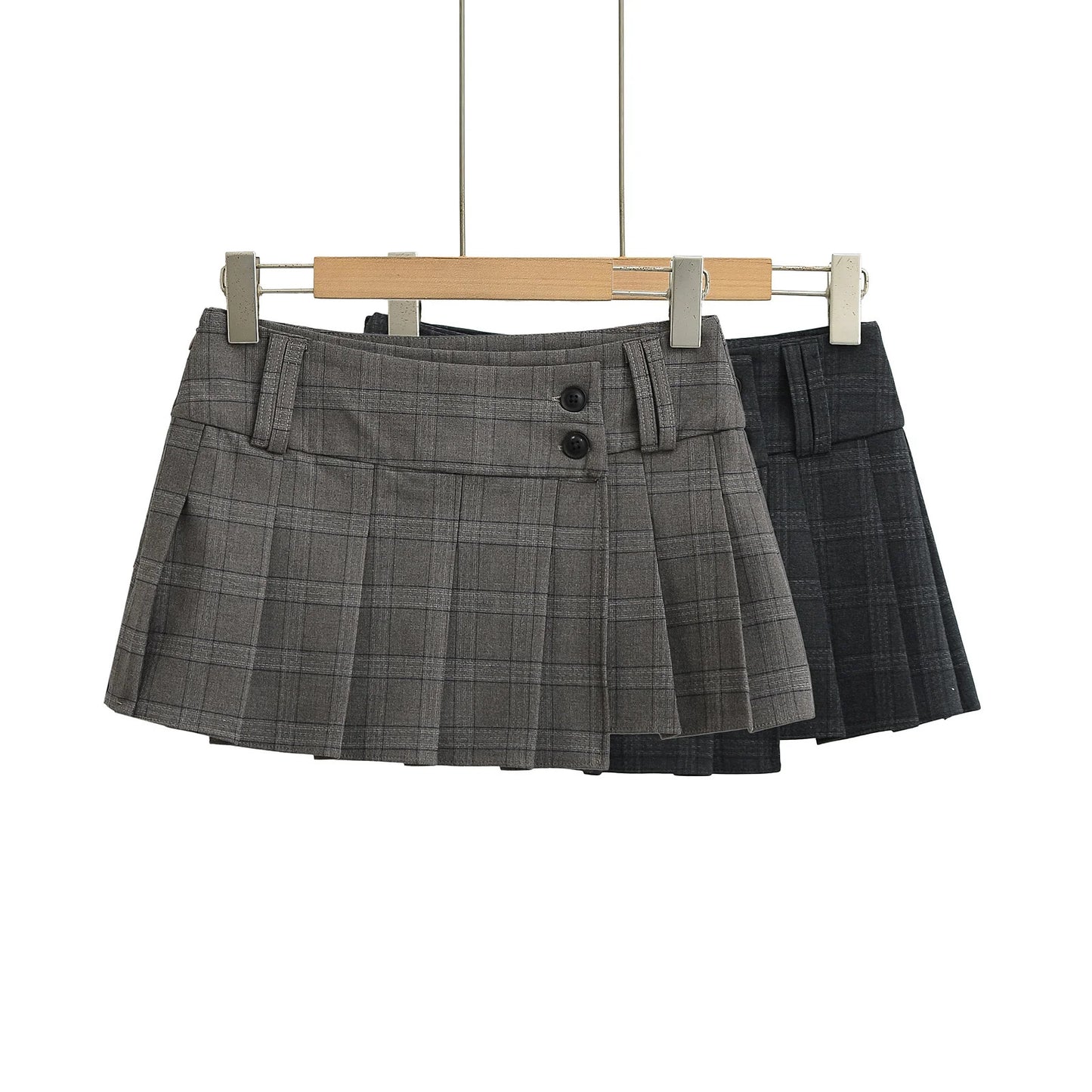 Harajuku Style Checkered Pleated Mini Skirt in Black and Gray