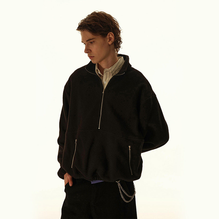 Half Zip Loose Hoodie for Unisex Casual Wear