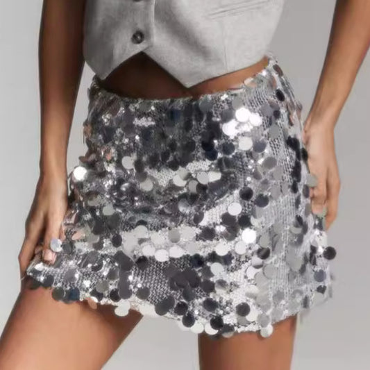 Harajuku High Waisted Sequined Short Skirt