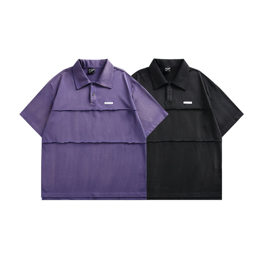 Hairy Edge Patchwork Polo Shirt