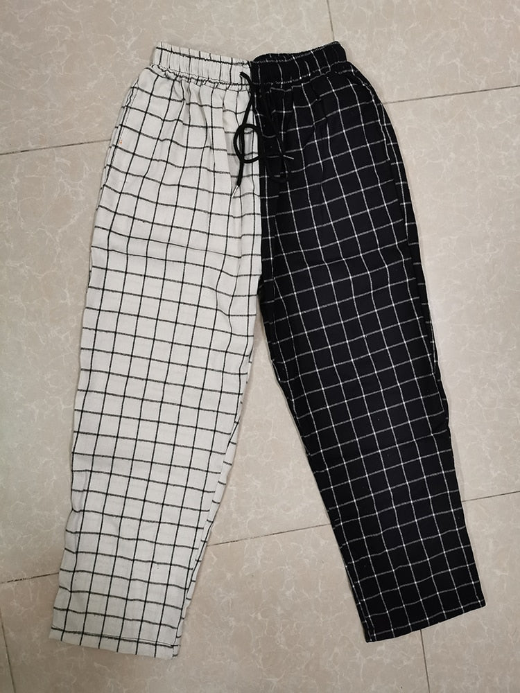 Vintage Plaid Patchwork Pants