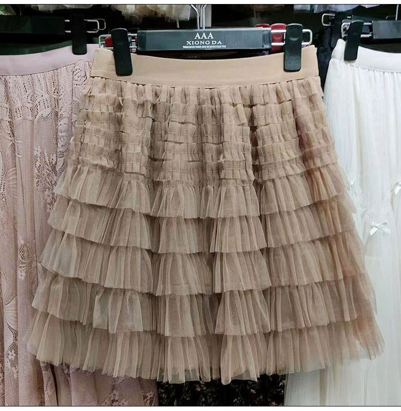 Layered Mesh Skirt for Women - A-Line Fluffy Mini Skirt