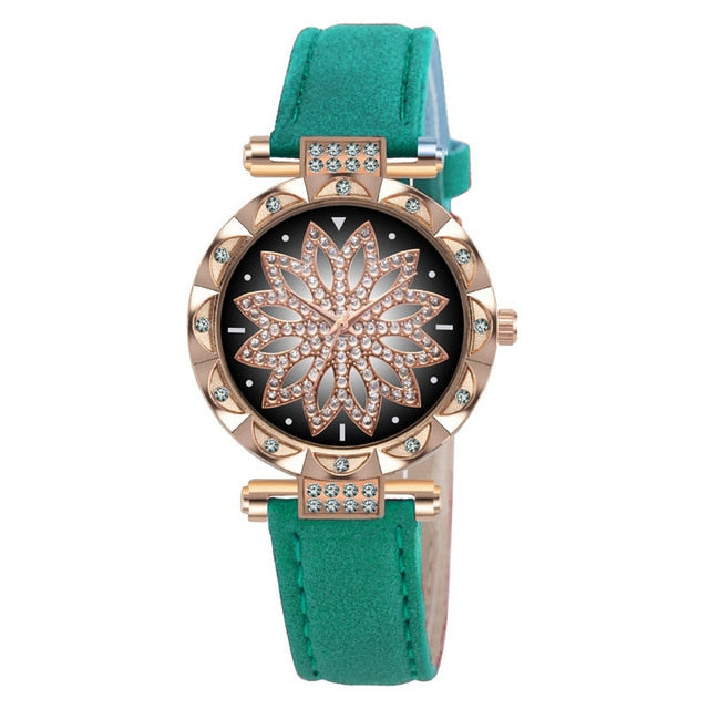 Starry Sky Leather Strap Watch for Women