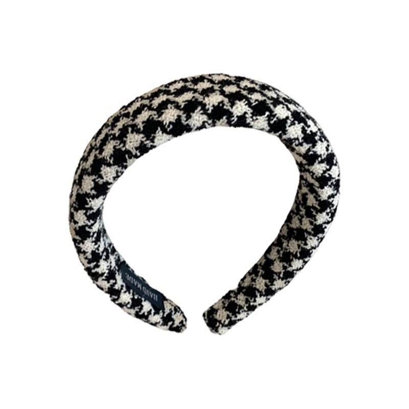 Black And White Plaid Woven Headband