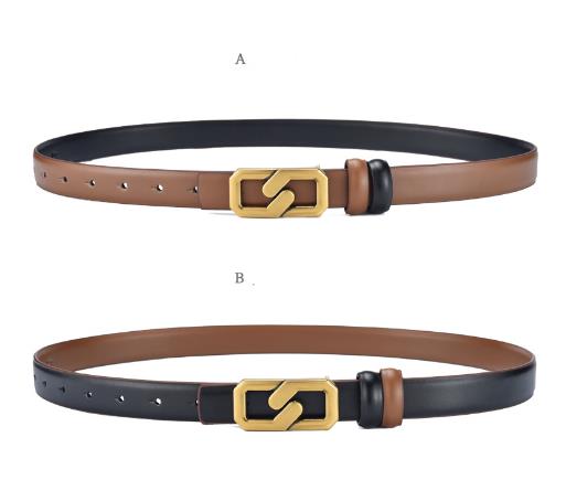 Versatile Genuine Leather Double-Sided Belt for Women