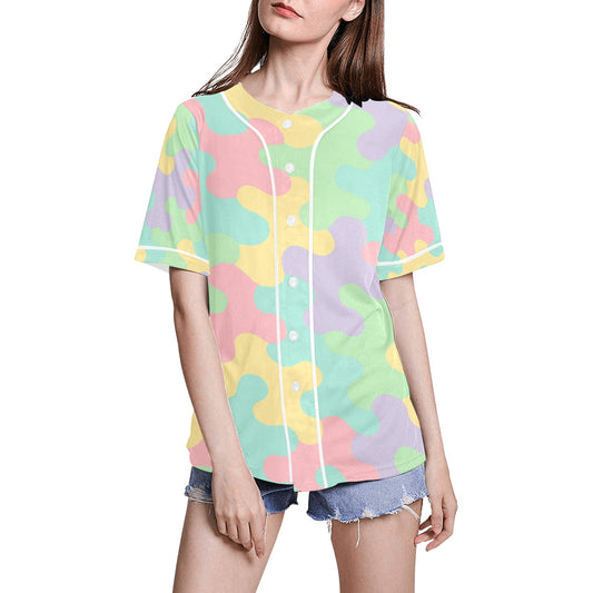 Pastel Camo Women's All Over Print Baseball Jersey