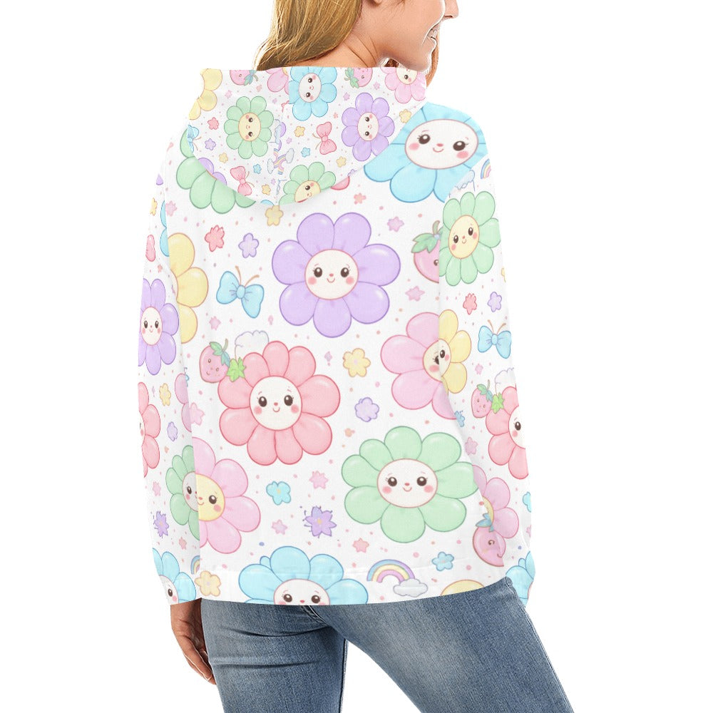 Pastel Harajuku Floral Pattern Women's All Over Print Hoodie
