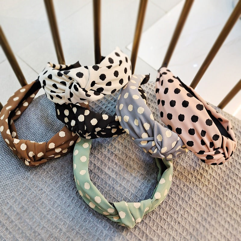High-End Wide-Brimmed Polka Dot Face Wash Headband