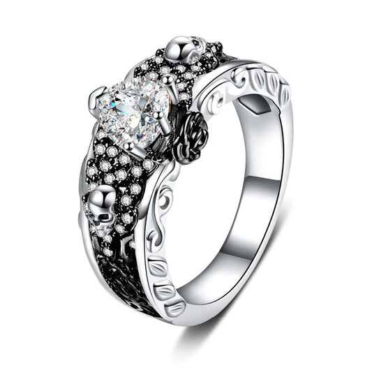 Gothic Skull Ring with CZ Crystal - Harajuku Style