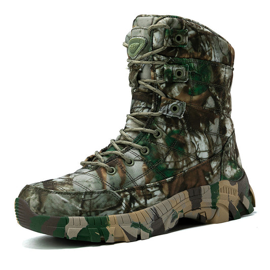 High-Top Outdoor Camouflage Hiking Boots for Men - Training Footwear