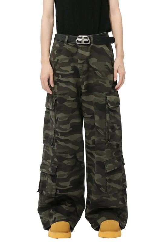 Playful Camouflage Cargo Jeans for Harajuku Style