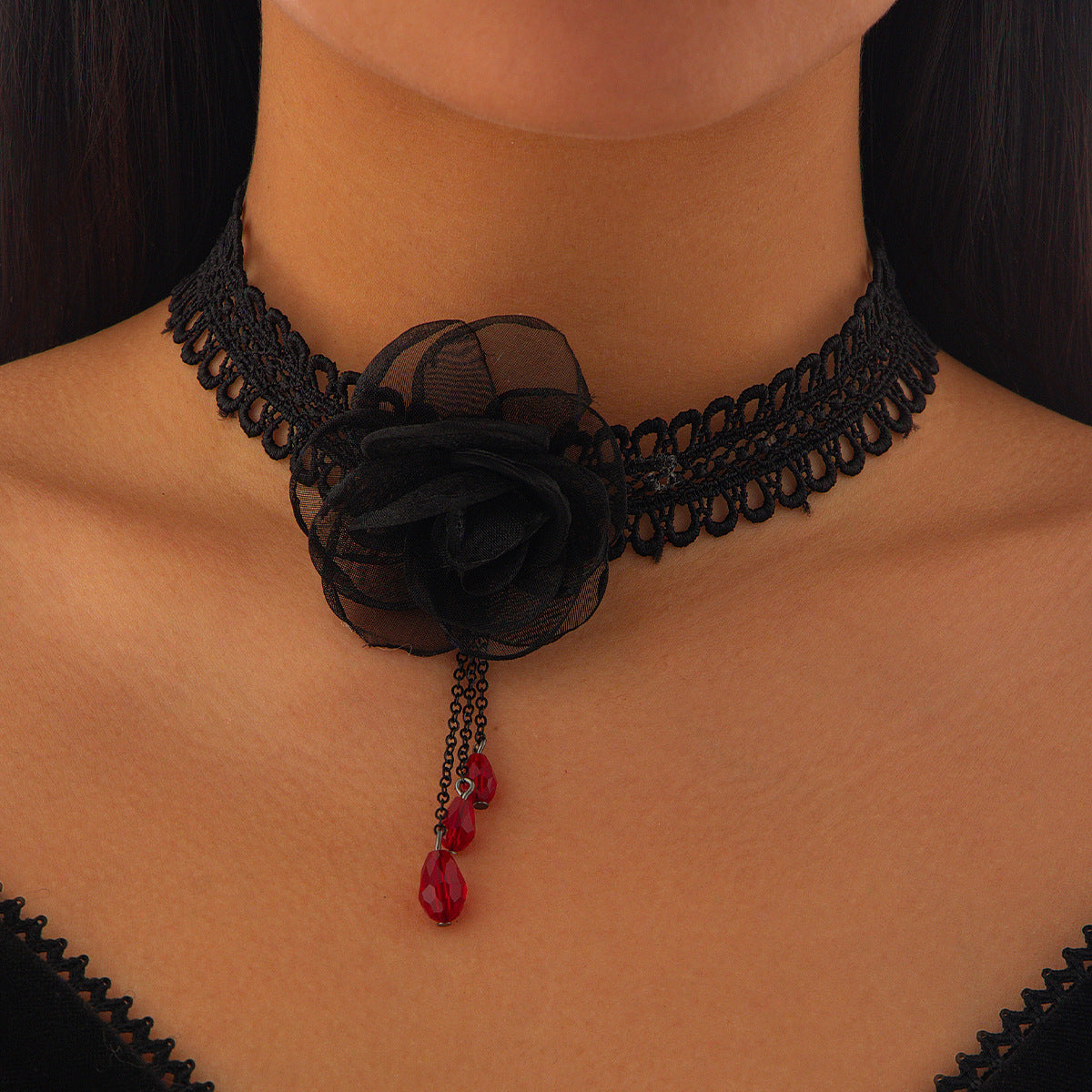 Spooky Lace Spider Web Necklace for Halloween