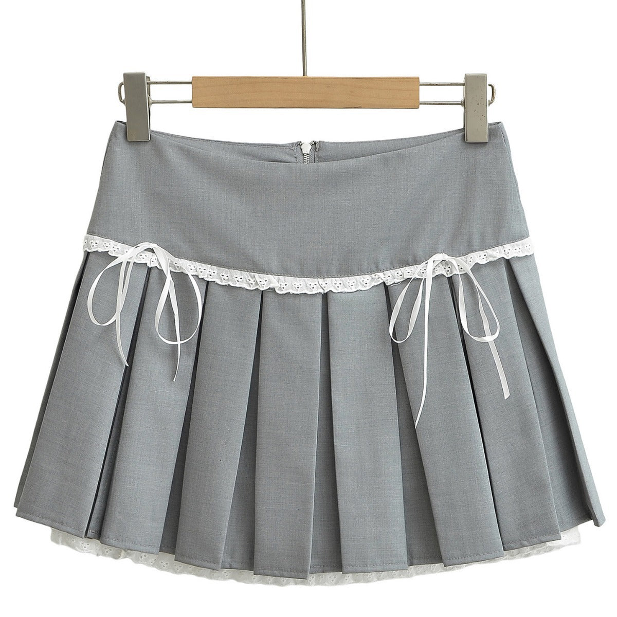 Bow Tie Lace Pleated Mini Skirt