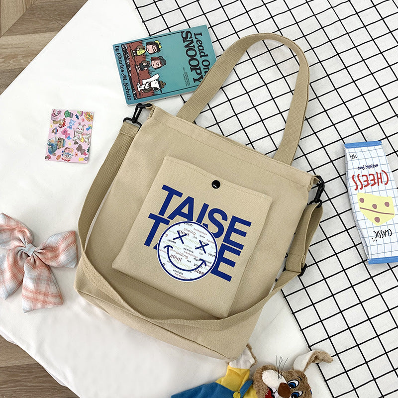 Playful Little Devil Shoulder Bag - Trendy Canvas Tote