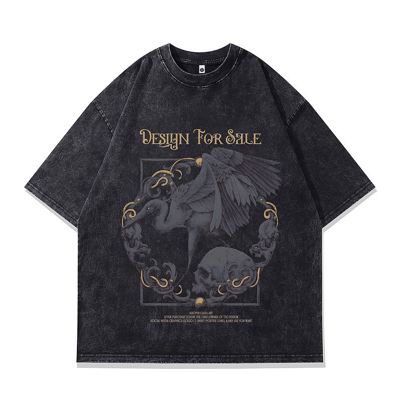 Retro Dark Print Men's Tee - Harajuku Style Short Sleeve