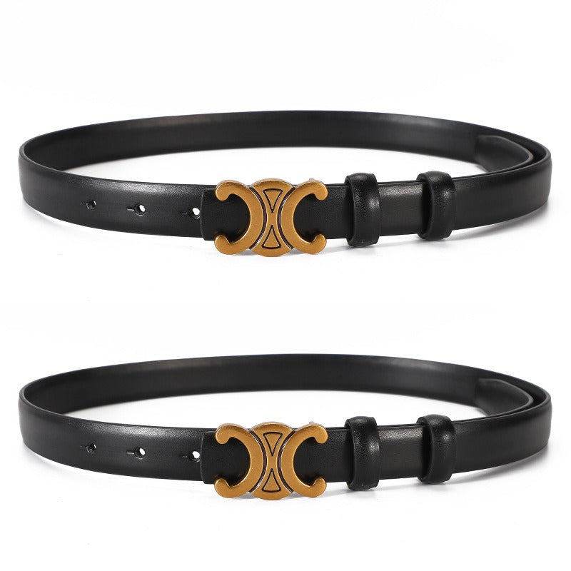 Versatile Genuine Leather Double-Sided Belt for Women