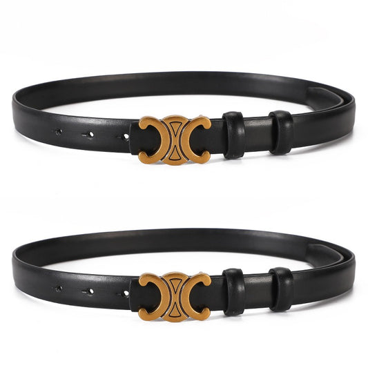 Versatile Genuine Leather Double-Sided Belt for Women