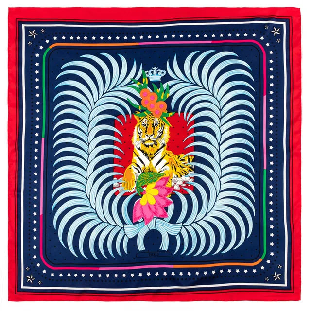 Playful Giraffe Twill Silk Scarf - 90CM Square