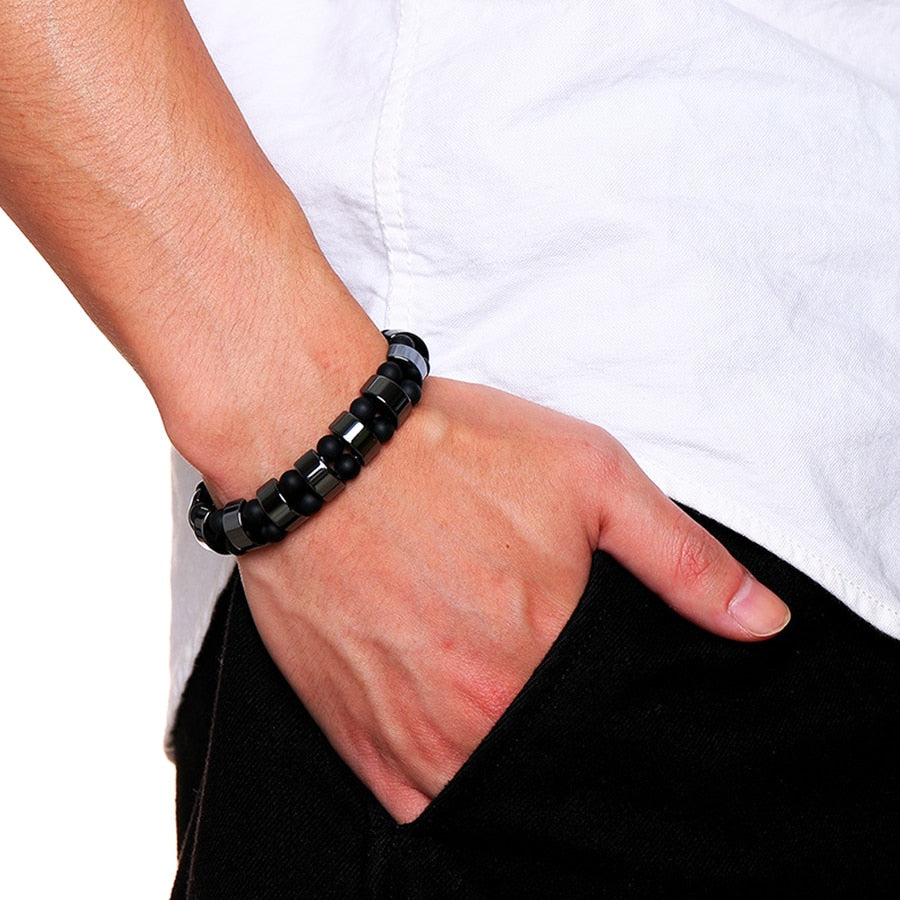 Double Hematite Tiger's Eye Charm Bracelets