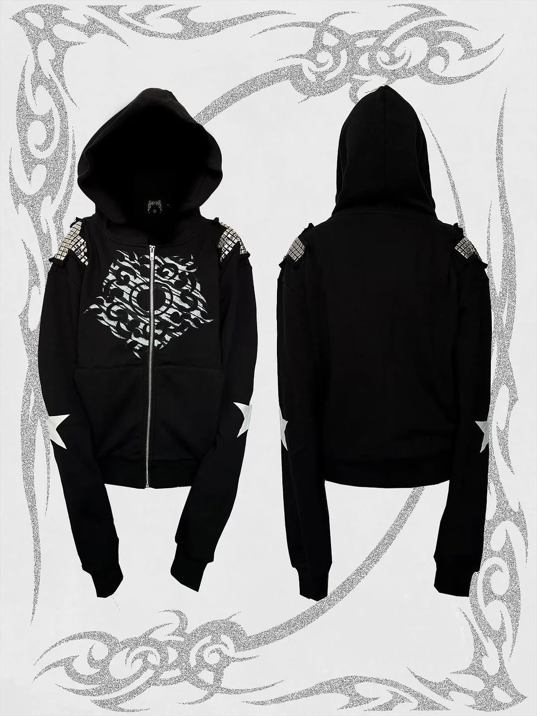 Printed Hooded Zipper Cardigan Hoodie