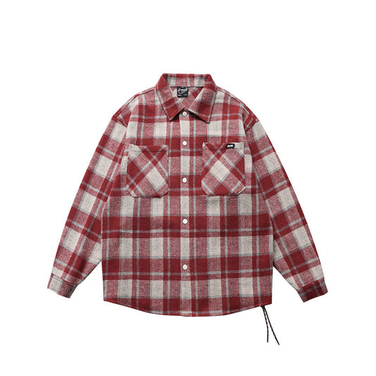 Harajuku Style Hanging Rope Plaid Casual Shirt
