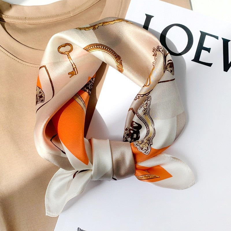 Harajuku Style Silk Scarf - Versatile Autumn Neckband & Headband