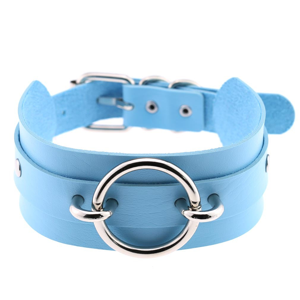 Harajuku Exaggerated PU Leather O-Ring Collar Necklace