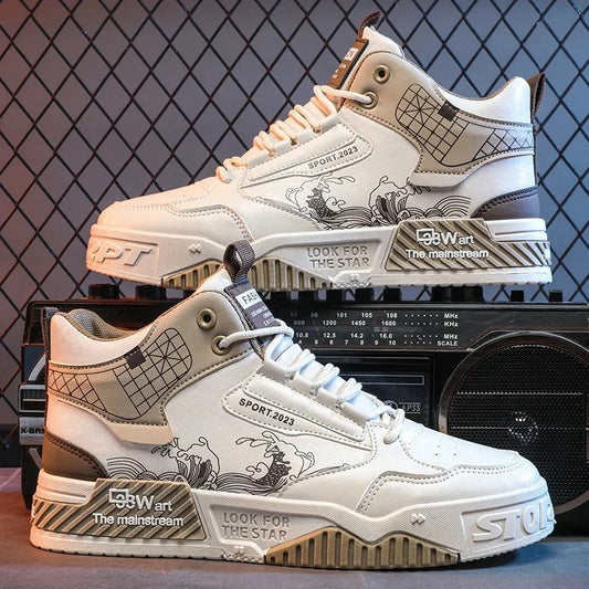 Height Increasing High-Top Whiteboard Shoes