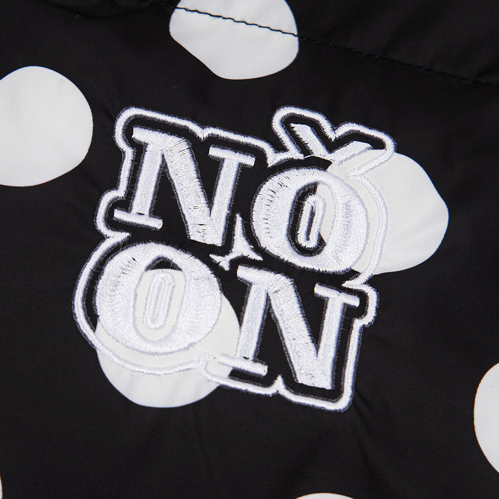 Full Printed Polka Dot Collar Hooded Cotton Jacket