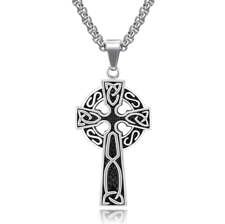 Spiral Cross Pearl Chain Necklace - Retro Harajuku Style