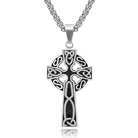 Spiral Cross Pearl Chain Necklace - Retro Harajuku Style