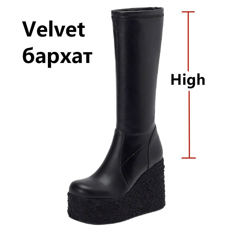 Women's Ankle Boots - Punk Style with High Platform Wedge Heels