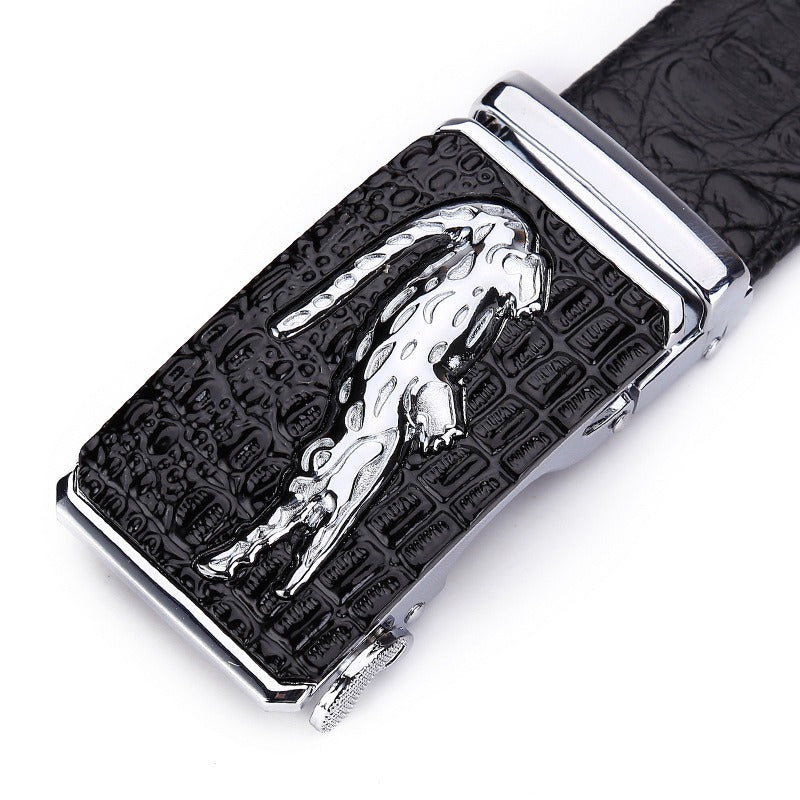 Men's Genuine Leather Automatic Buckle Belt - Crocodile Pattern