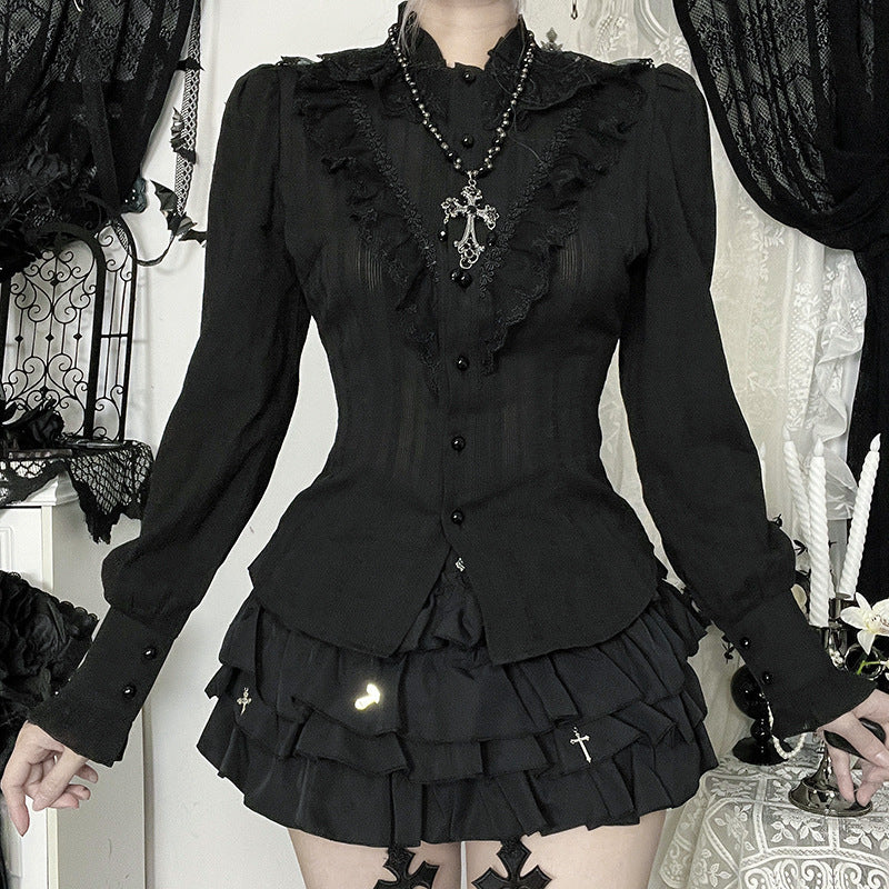 Gothic Dark Jacquard Textured Shirt