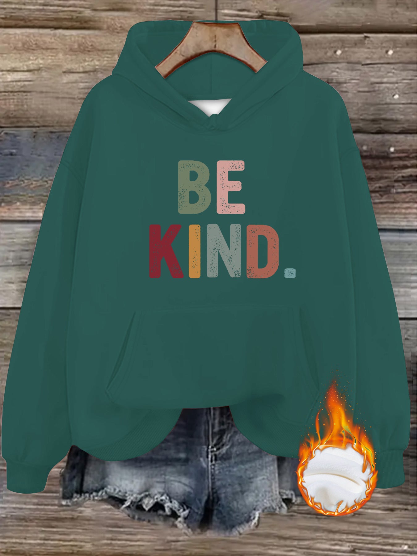 Hooded Long Sleeve Fleece Hoodie with Kangaroo Pocket
