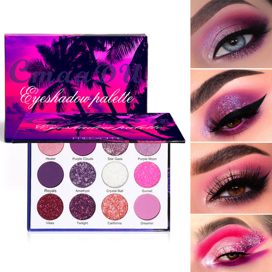 12 Color Shiny Eyeshadow Palette - Harajuku Style Makeup