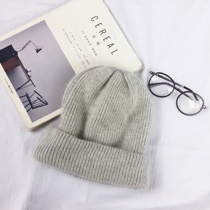 Warm Rabbit Hair Wool Cap - Harajuku Style Knitted Hat