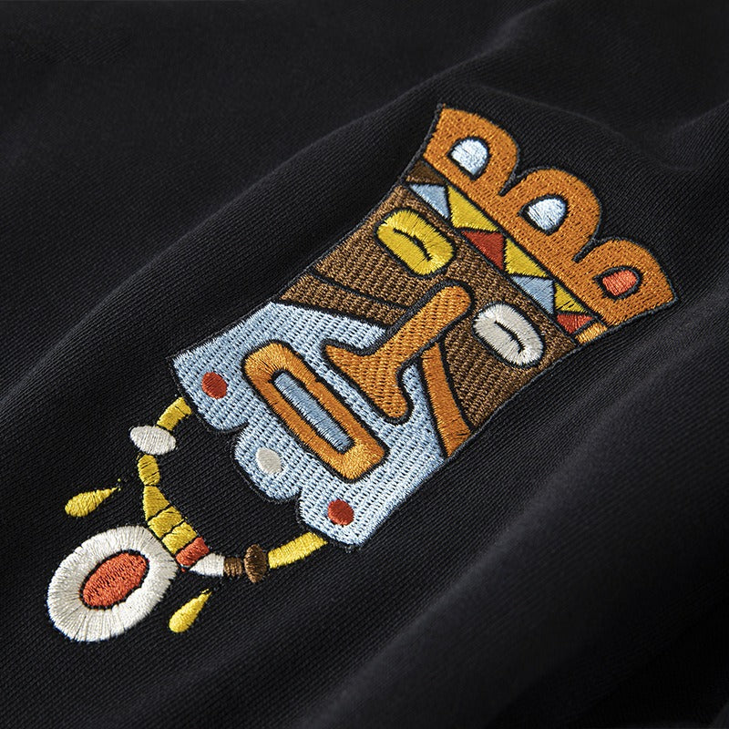Playful Harajuku Style Cartoon Embroidered Sweatshirt for Men