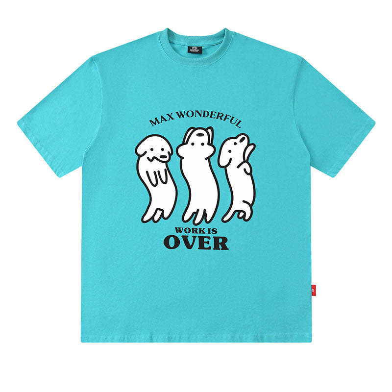 Oversized Cotton T-Shirt with Playful Sausage Dog Print