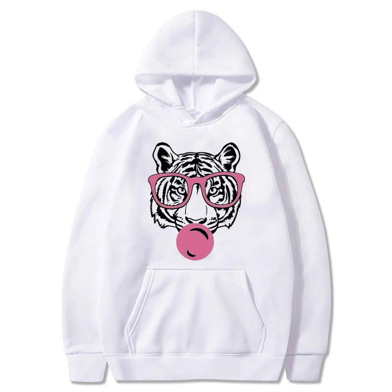 Cartoon Tiger Cute Pattern Printed Hooded Sweatshirt Unisex Long Sleeve Casual Jacket