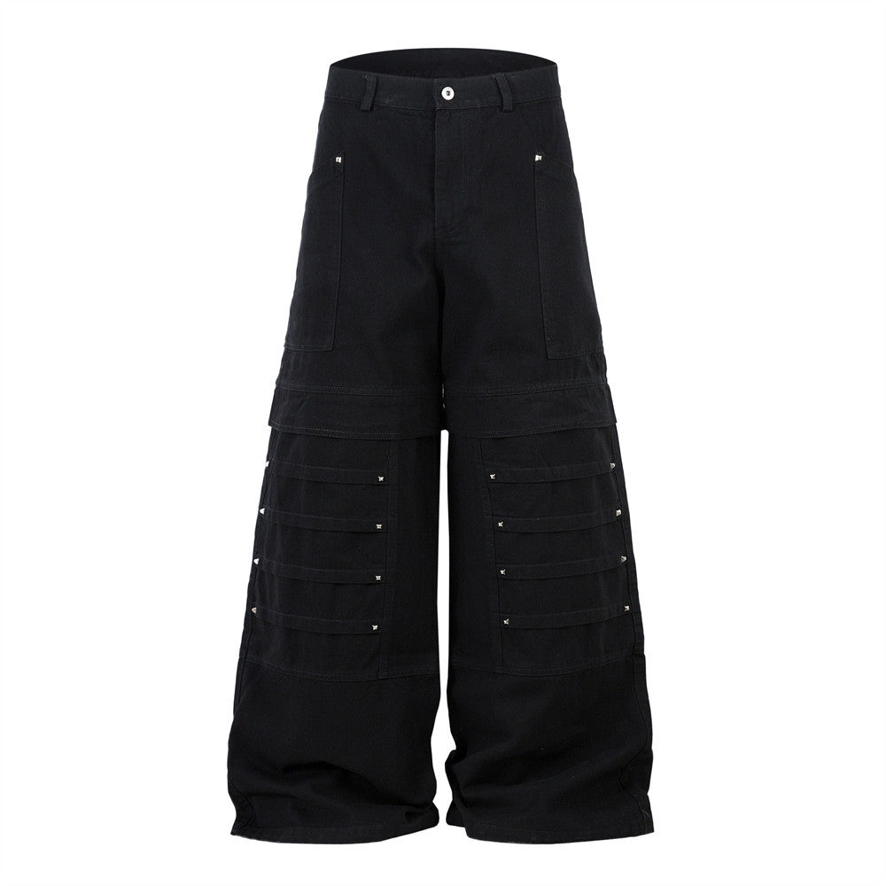 Harajuku Inspired Dark Street Style Wide Leg Denim Trousers
