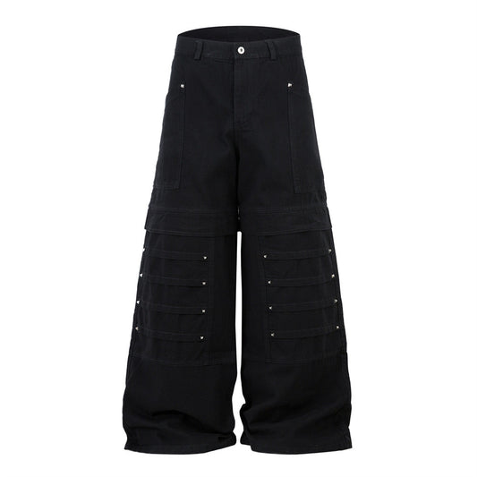 Harajuku Inspired Dark Street Style Wide Leg Denim Trousers
