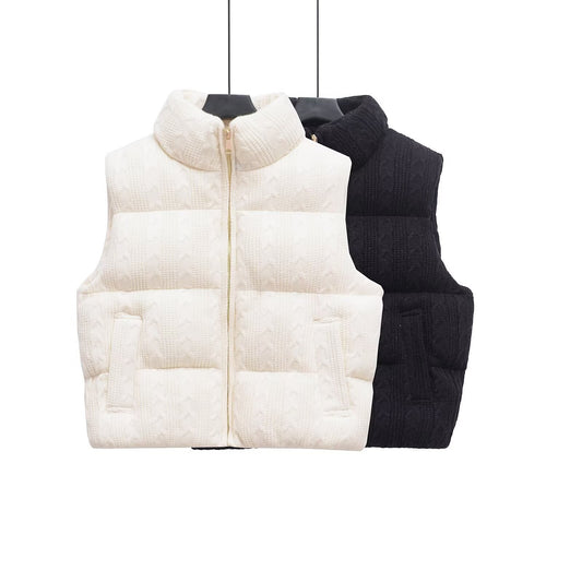 Harajuku Style Sleeveless Zipper Vest with Stand Up Collar