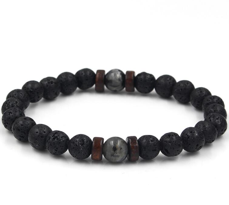 Men's Natural Moonstone & Lava Stone Buddha Bracelet