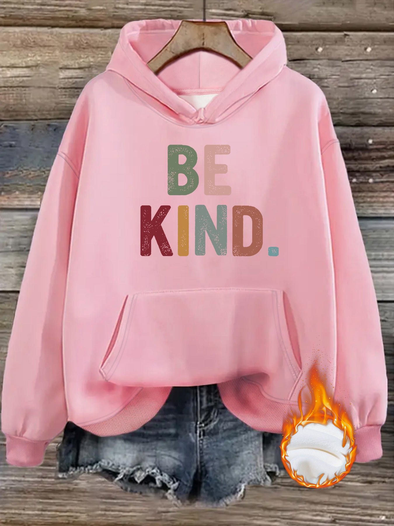 Hooded Long Sleeve Fleece Hoodie with Kangaroo Pocket