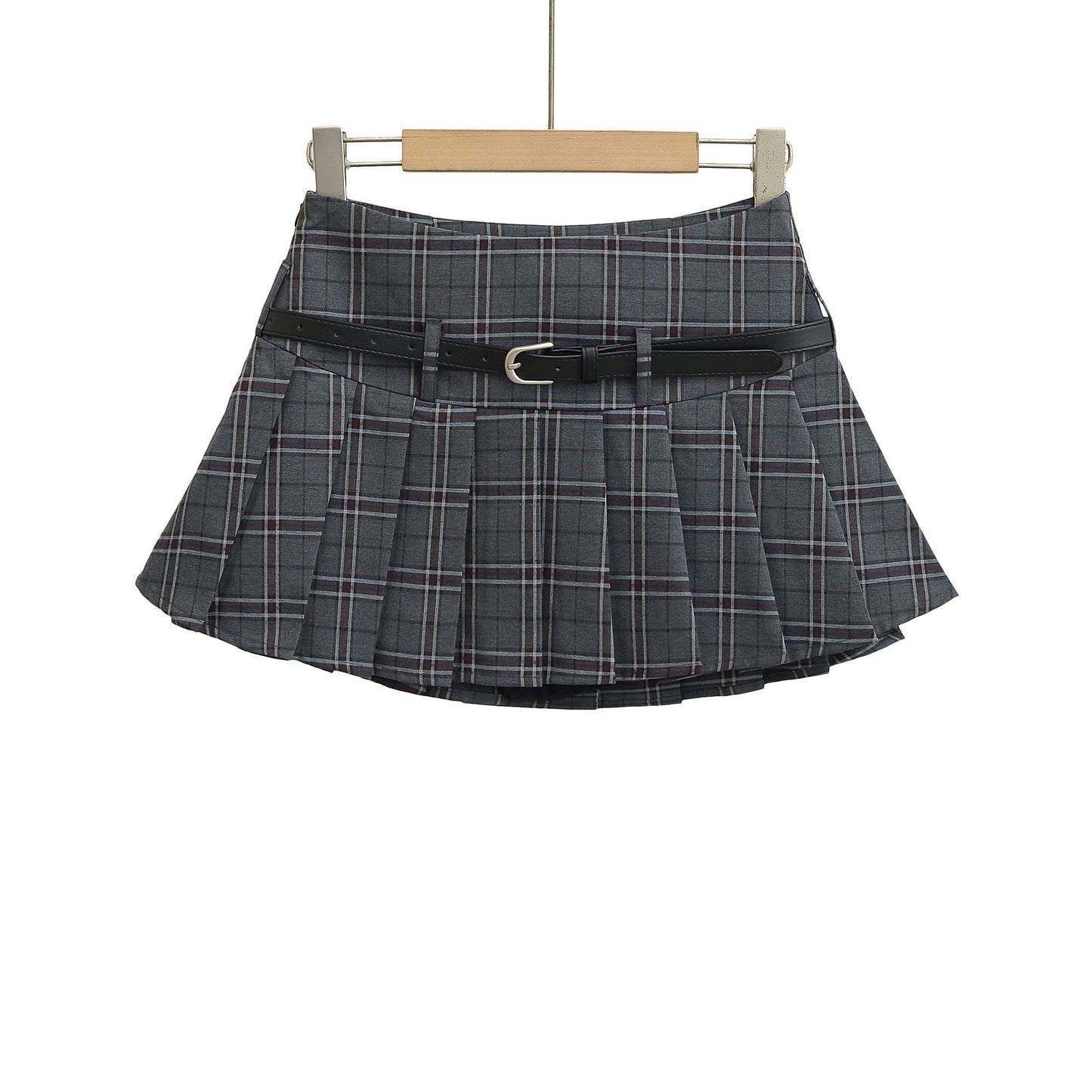 Plaid Pleated A-Line Skirt - Hip Hugging Street Fashion