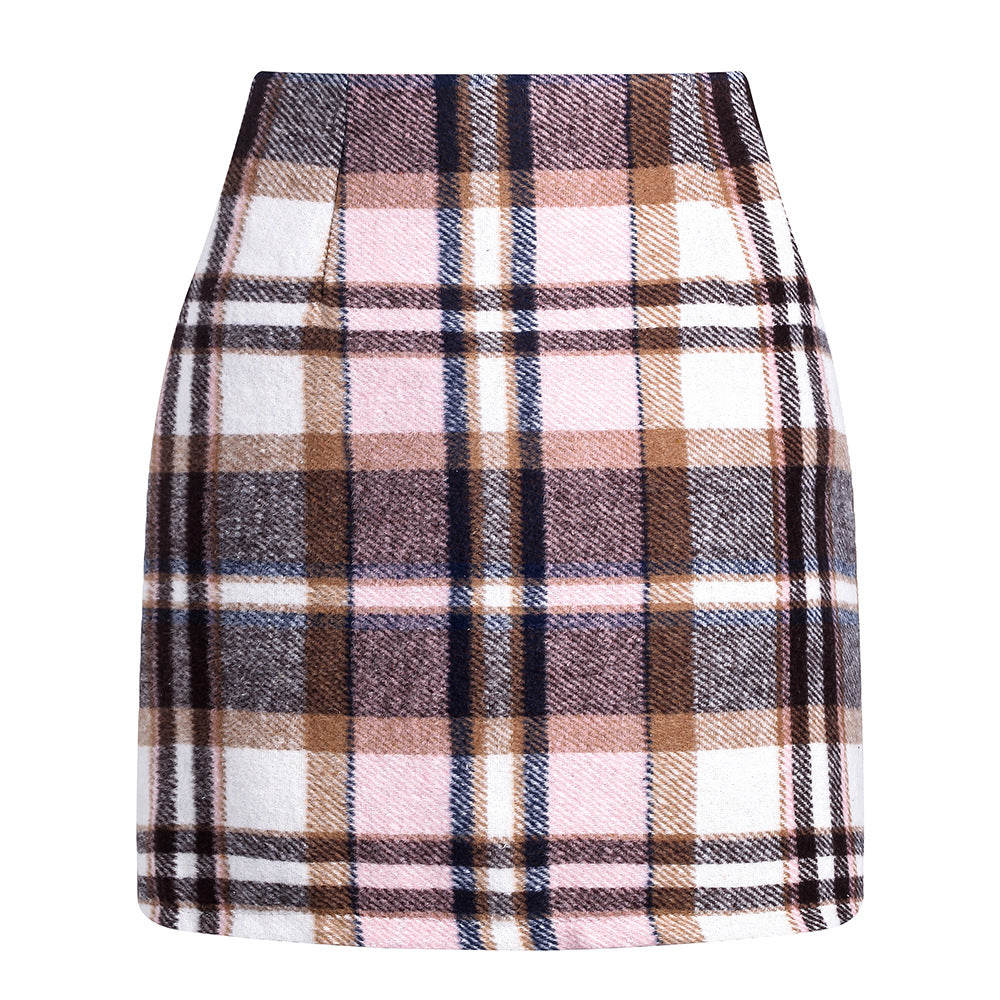 Women's High Waisted Plaid Pencil Skirt - Harajuku Style