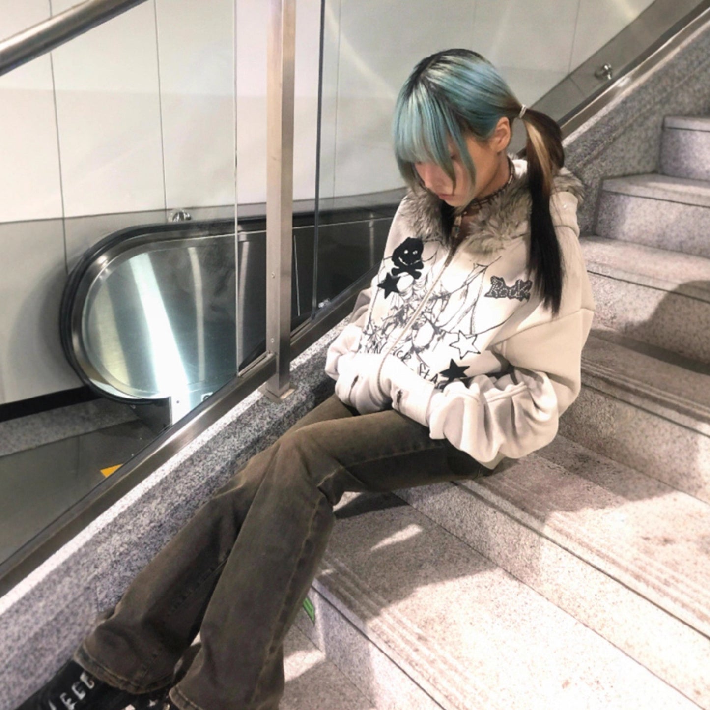 Fur Collar Rabbit Ear Hoodie for Women